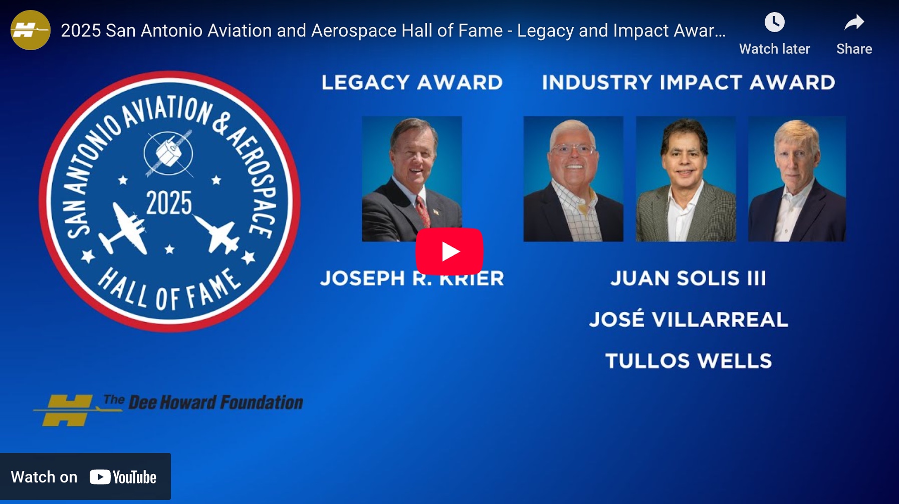  2025 San Antonio Aviation and Aerospace Hall of Fame - Legacy and Impact Awards